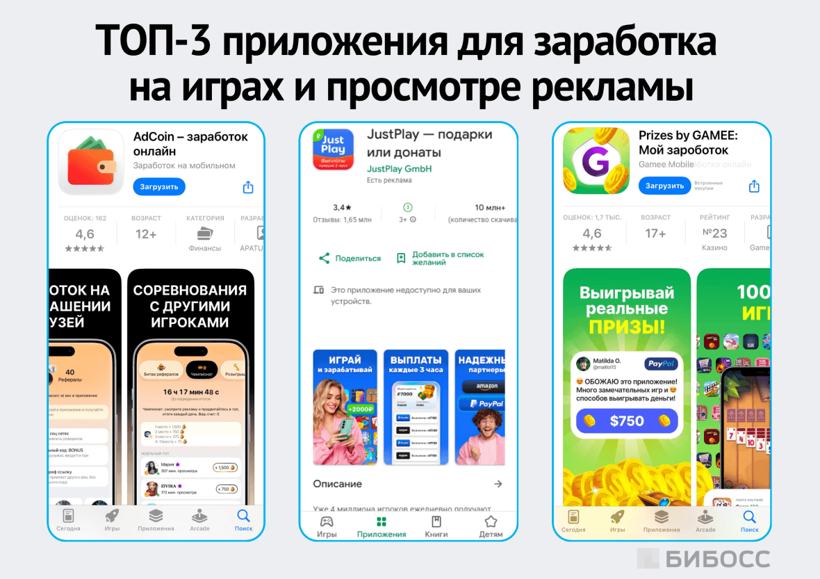 приложения для заработка на играх и просмотре рекламы