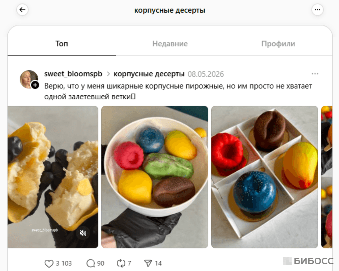 продвижение домашней кондитерской в тредс
