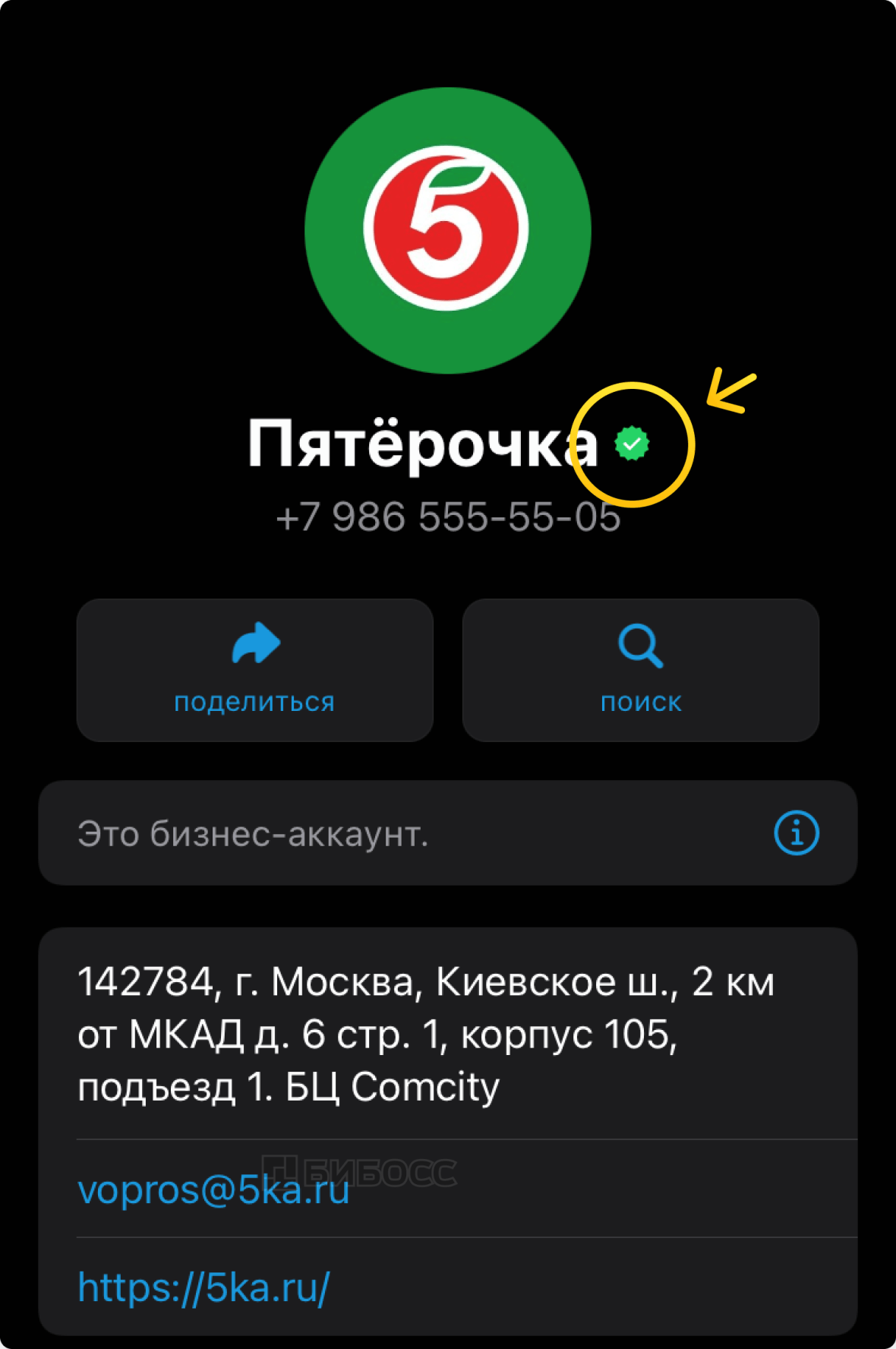 Зеленая галочка в бизнес-аккаунте WhatsApp