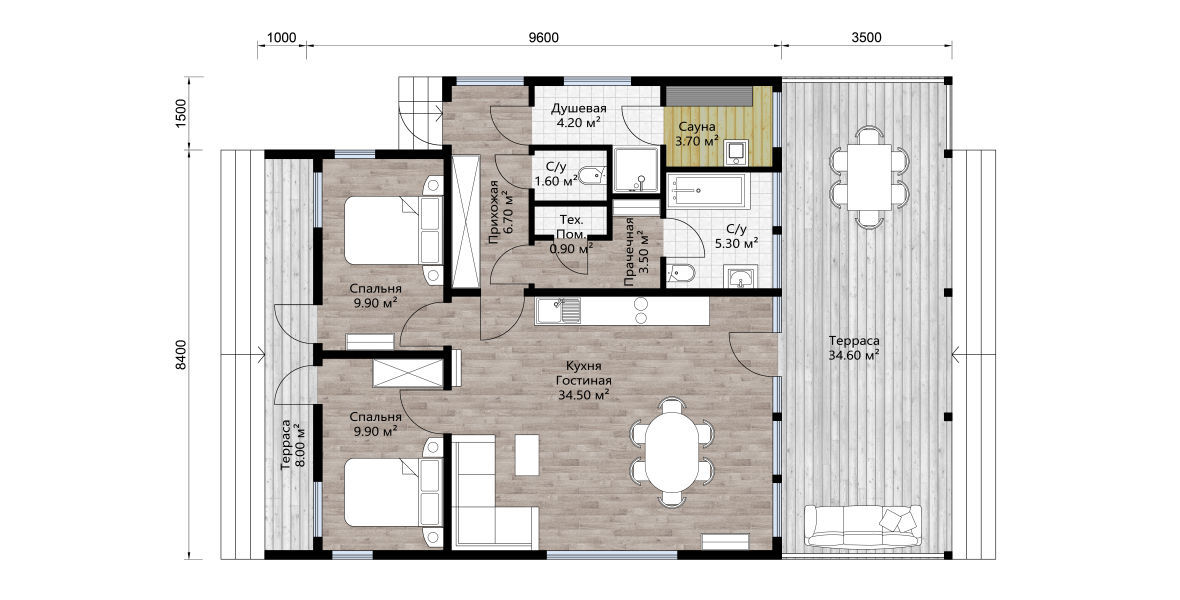 LesBarn-95 | Стиль барнхаус | Площадь 95м2 | Средняя доходность: 250-350 тыс.руб./мес | Цена: 13 770 000 руб.