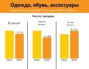 Число продаж одежды, обуви и аксессуаров в 24 и 25 гг.