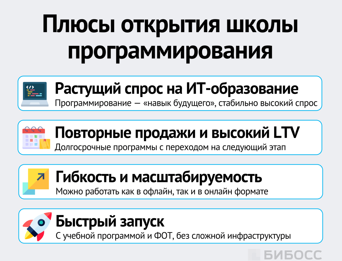 Плюсы открытия школы программирования