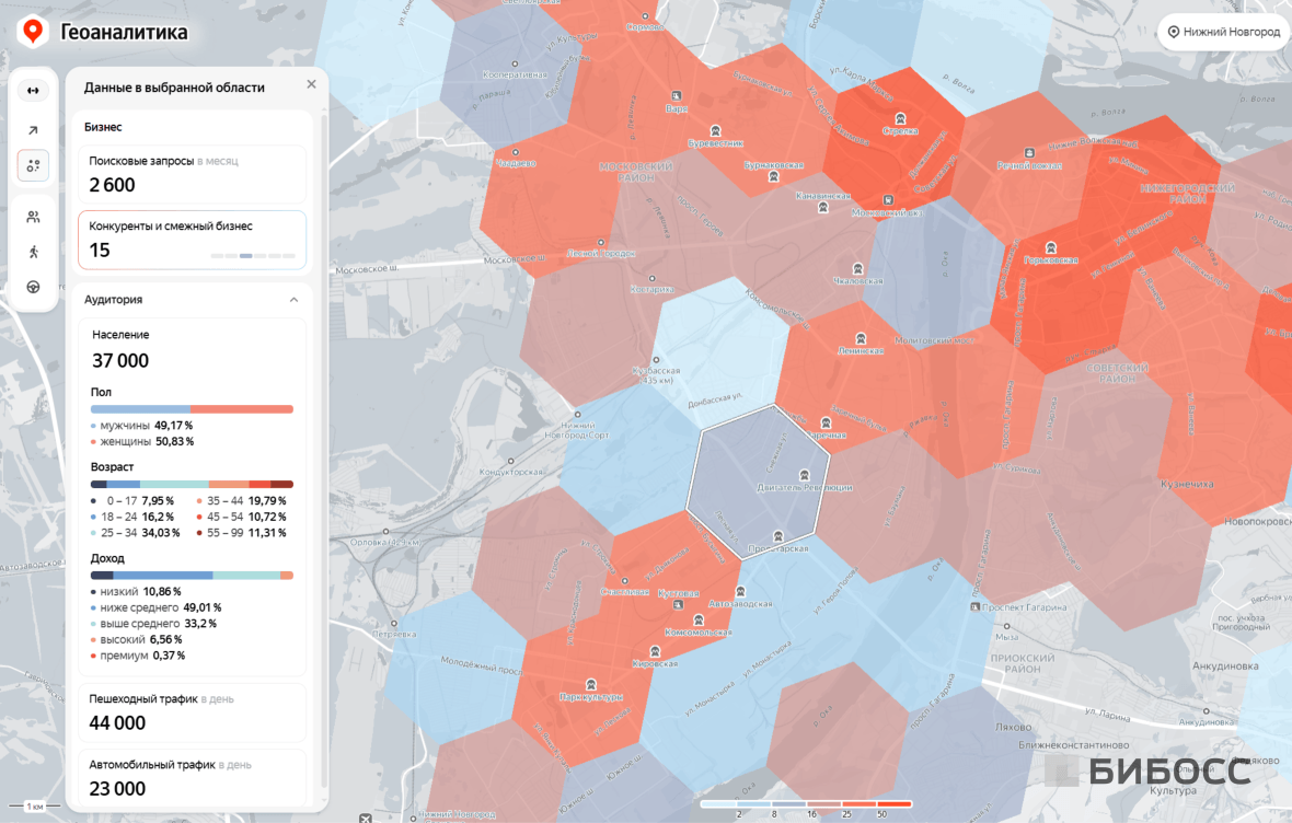 геоаналитика для выбора локации под фитнес-студию в нижнем новгороде