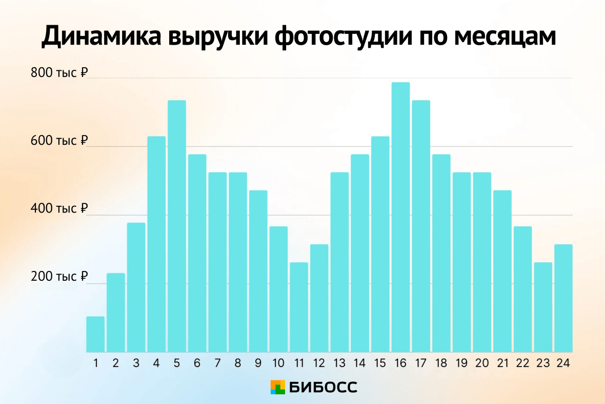 динамика выручки фотостудии
