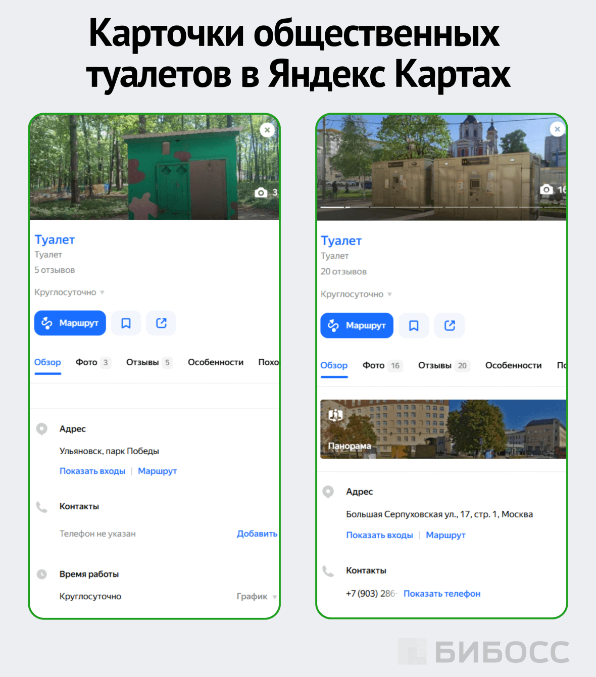 карточки общественных туалетов в яндекс картах