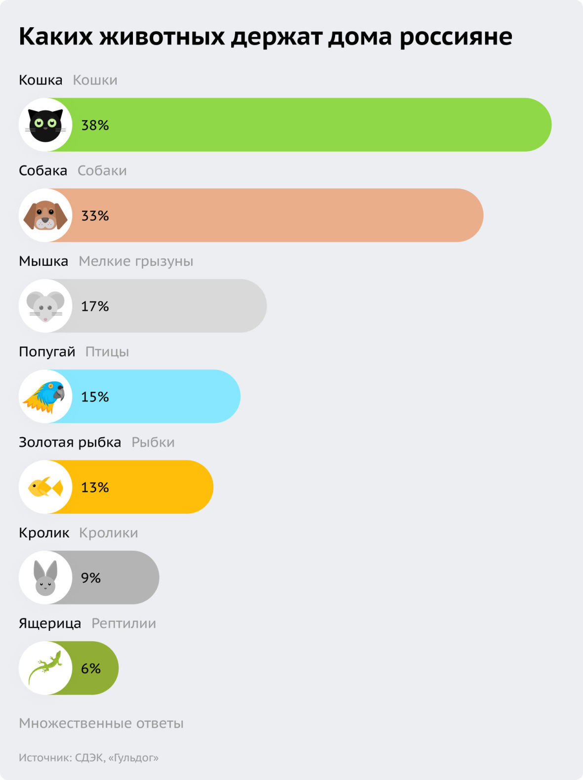 Каких животных держат дома россияне