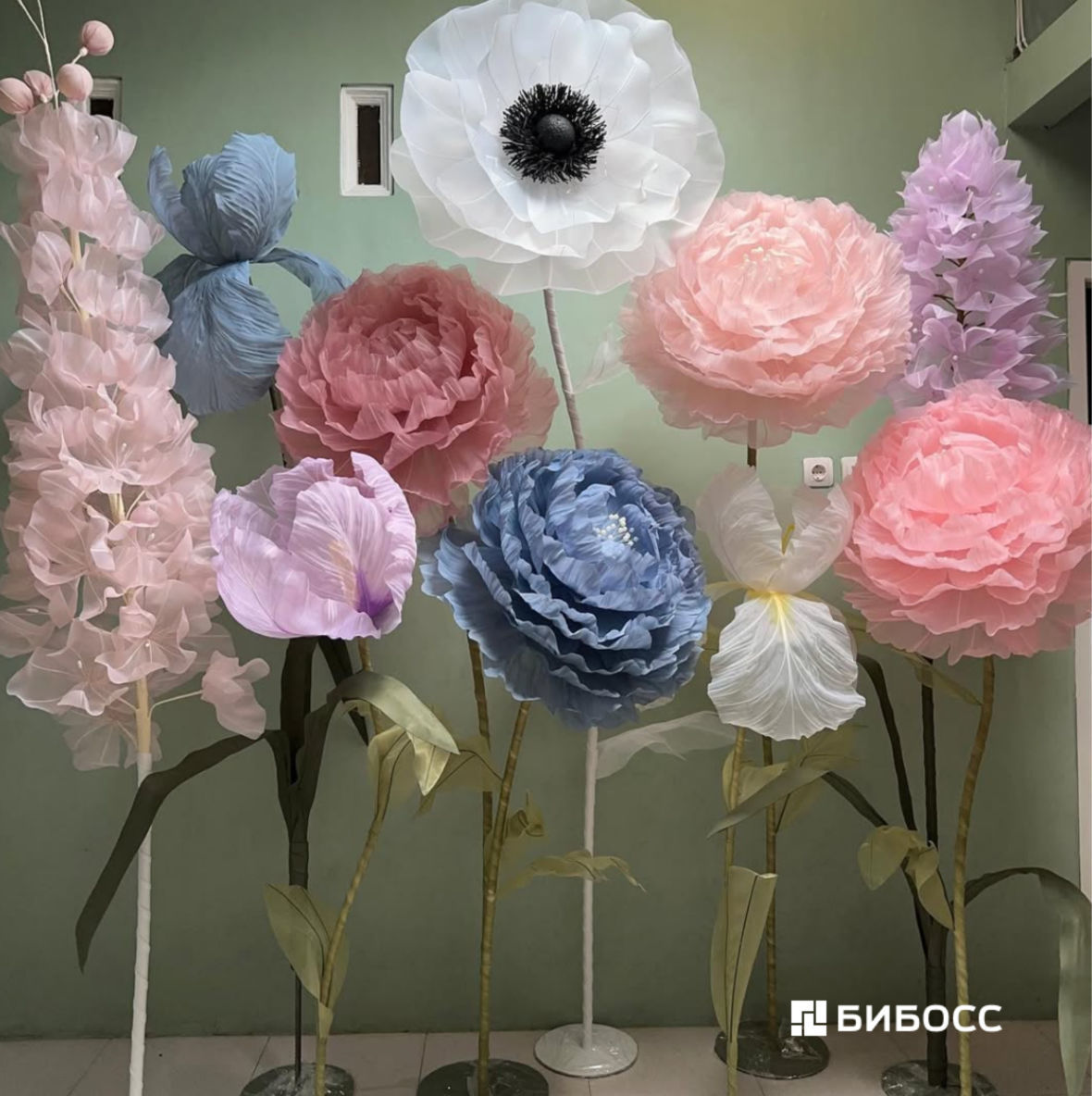 ростовые цветы из органзы