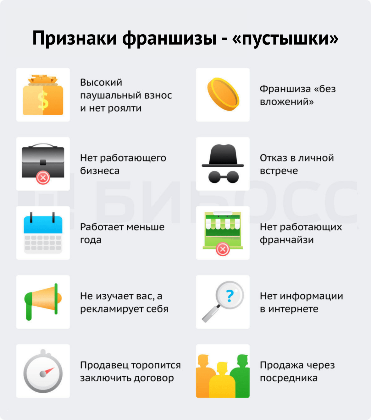 признаки франшизы пустышки