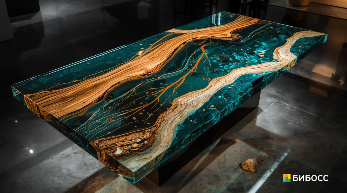 столешница-река из эпоксидной смолы