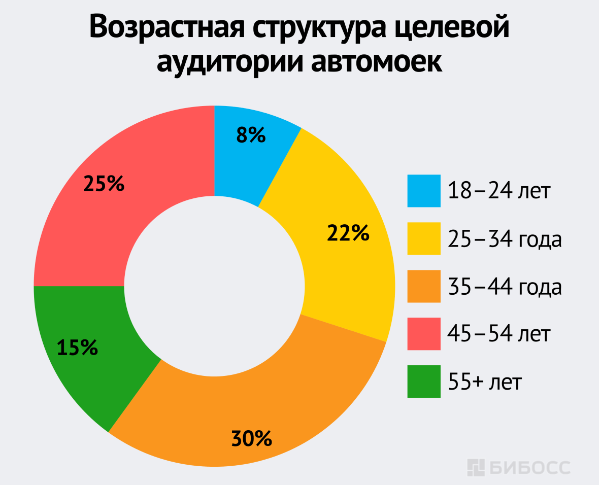 Возрастная структура целевой аудитории автомоек