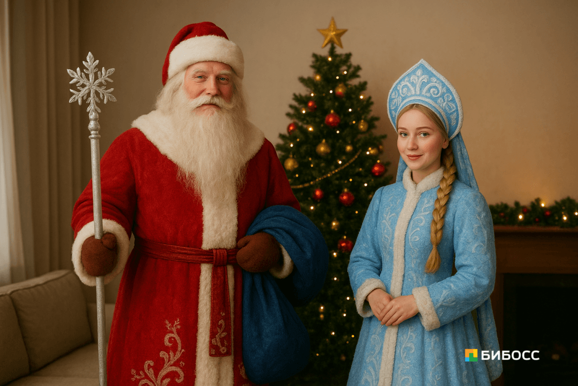 открытка дед мороз и снегурочка