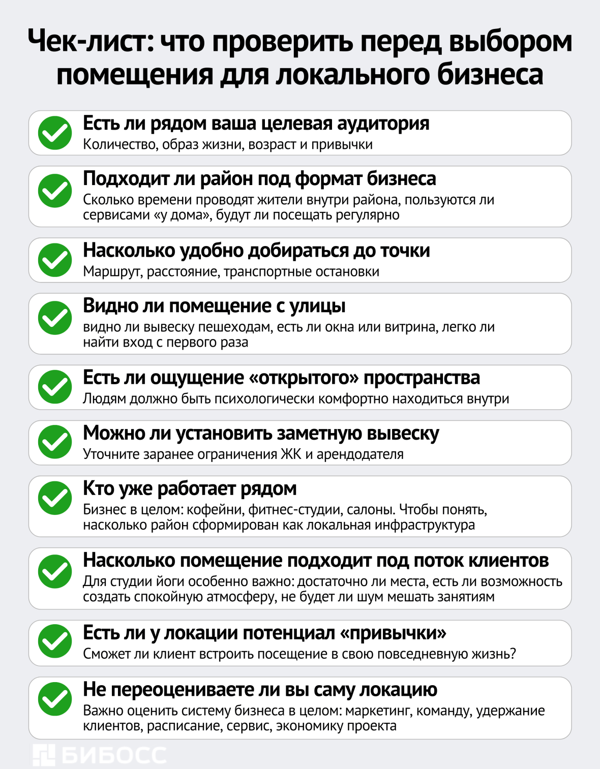 Чек-лист. Что проверить перед выбором помещения для локального бизнеса