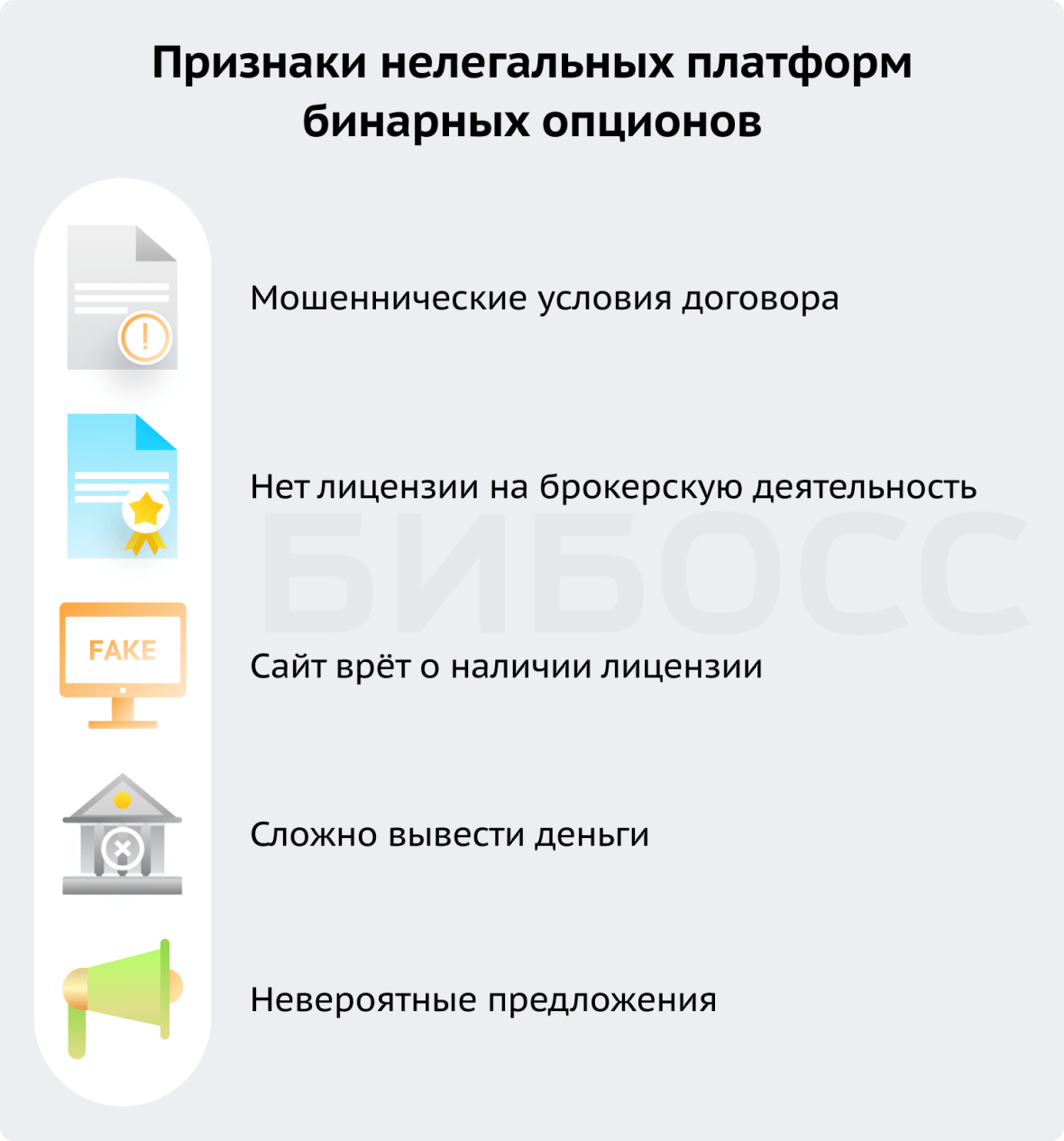 Признаки нелегальных платформ бинарных опционов