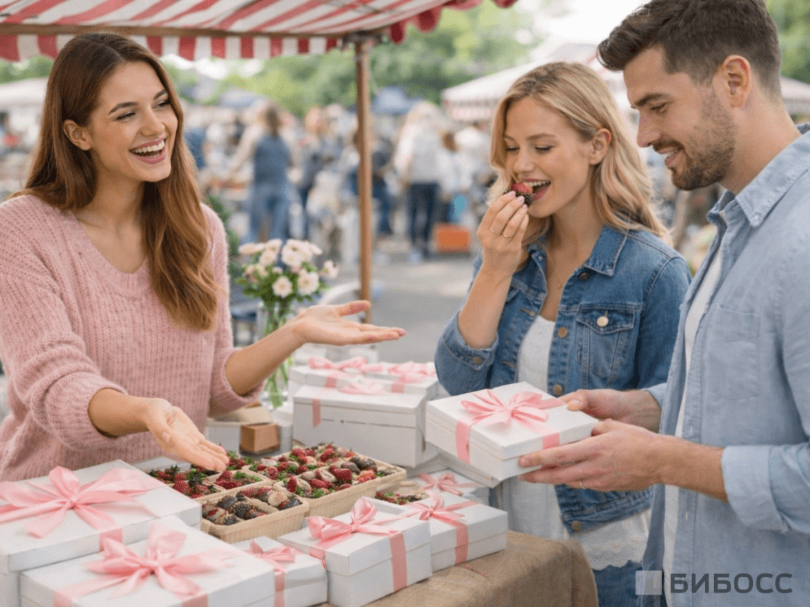Маркетинговое продвижение бизнеса по производству клубники в шоколаде, участие в ярмарке