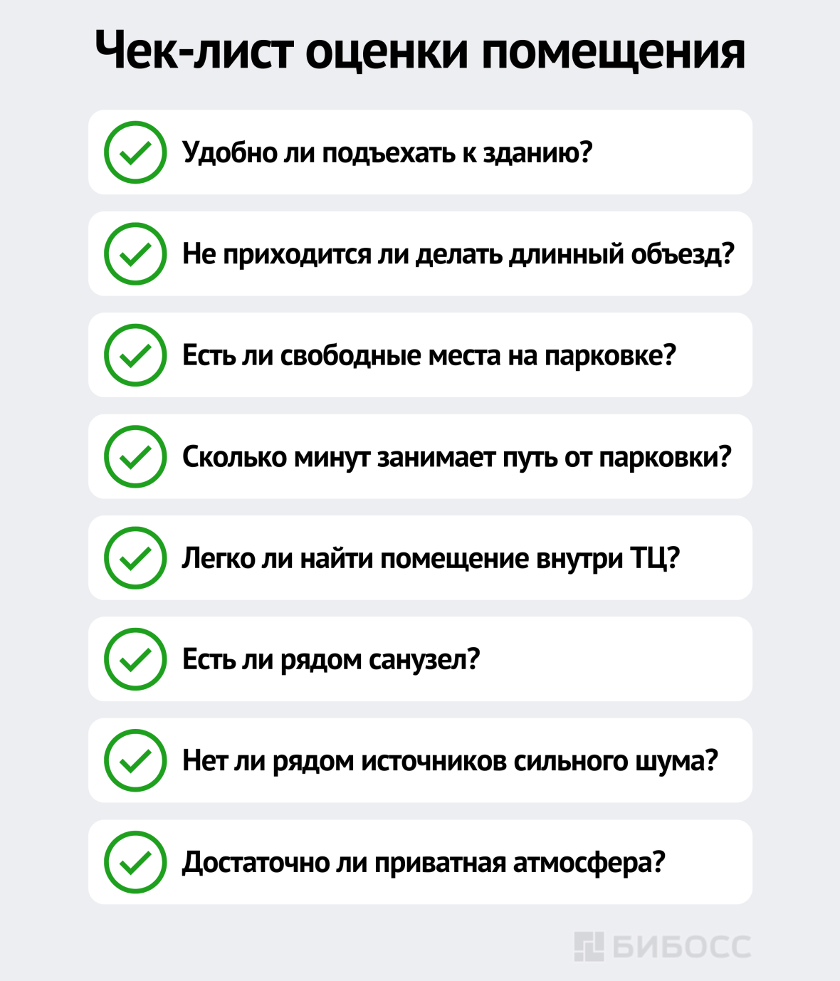 Чек-лист оценки помещения