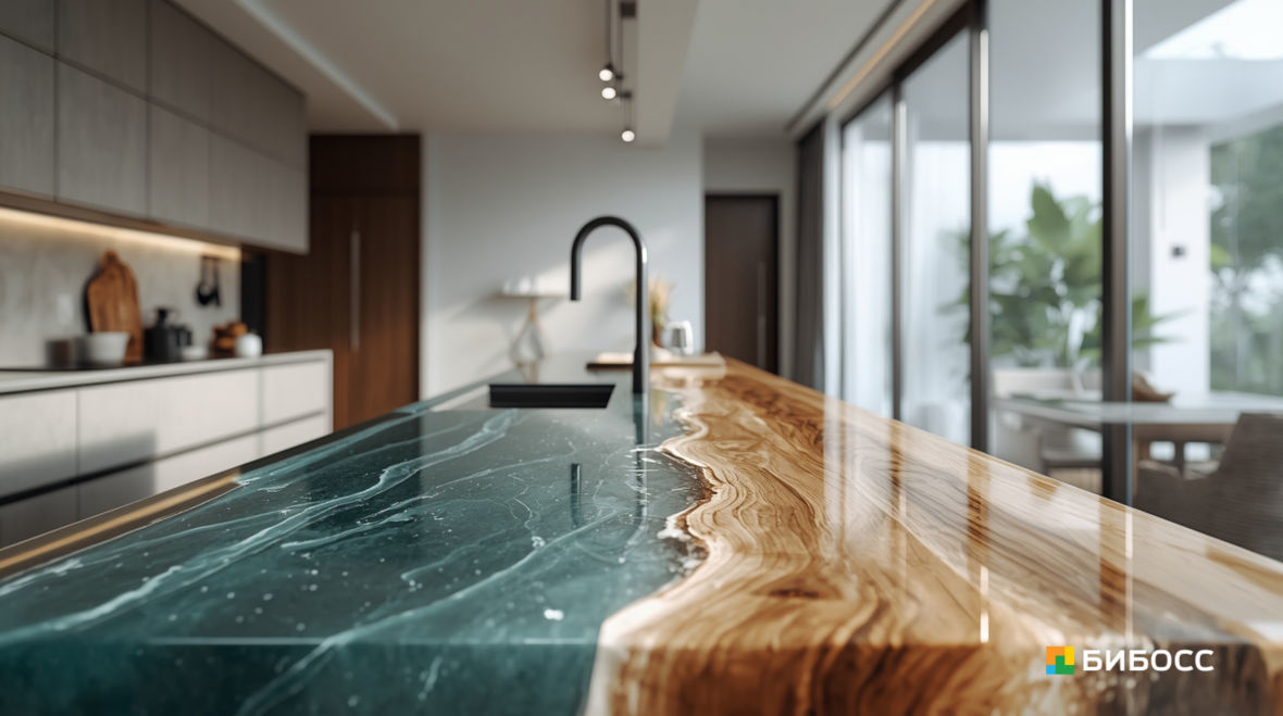столешница из эпоксидной смолы в интерьере