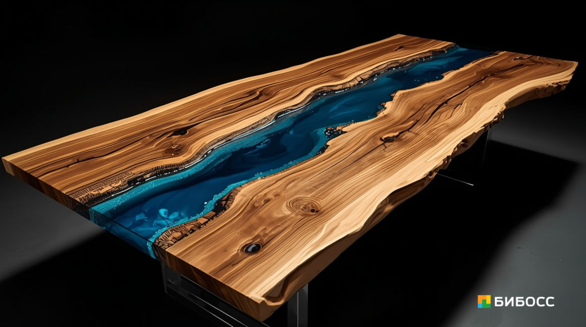 столешница из слэба и эпоксидной смолы