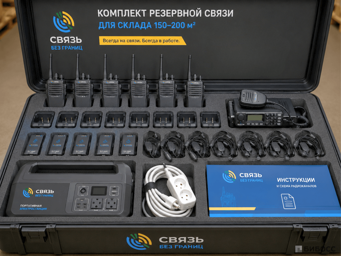 Пример готового набора резервной связи для склада
