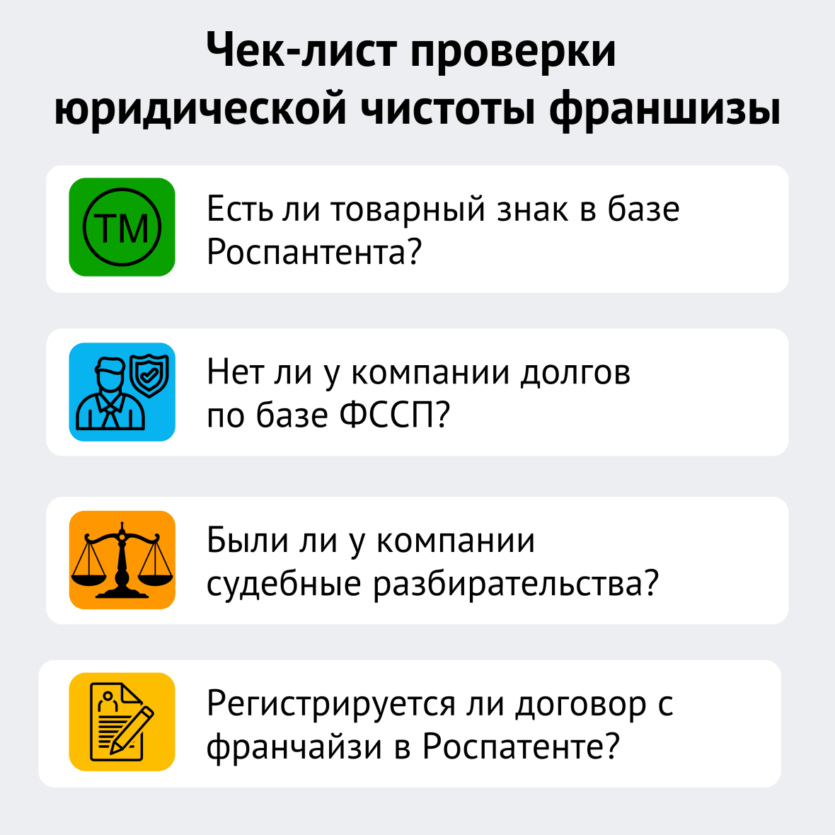 чек лист проверки юридической чистоты