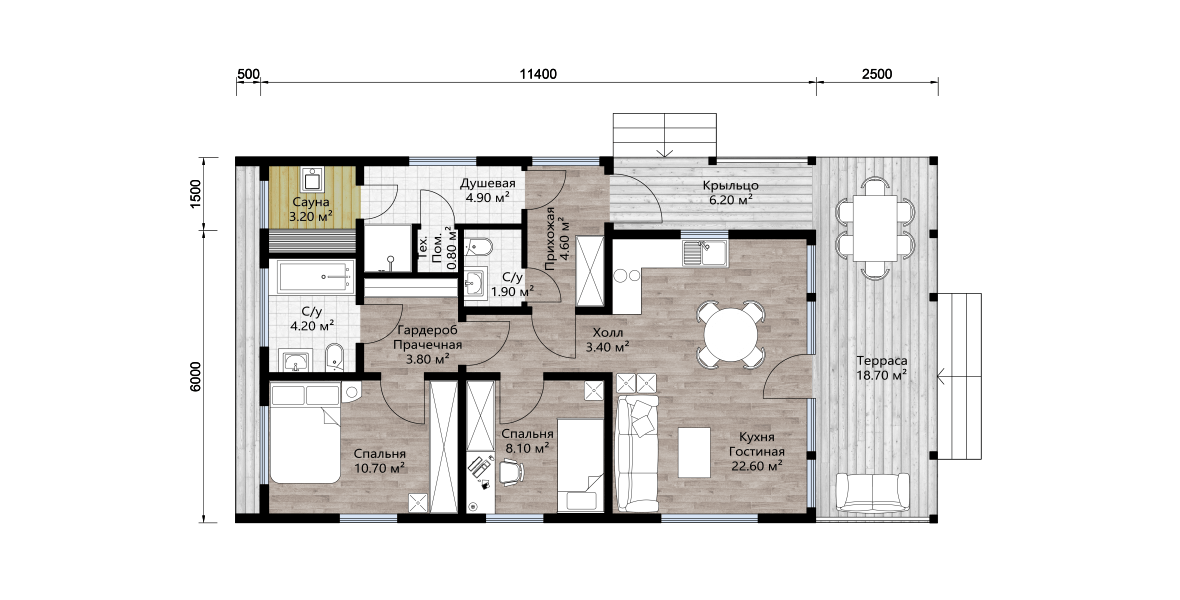 LesBarn-75 | Стиль барнхаус | Площадь 75м2 | Средняя доходность: 210-300 тыс.руб./мес | Цена: 11 730 000 руб.