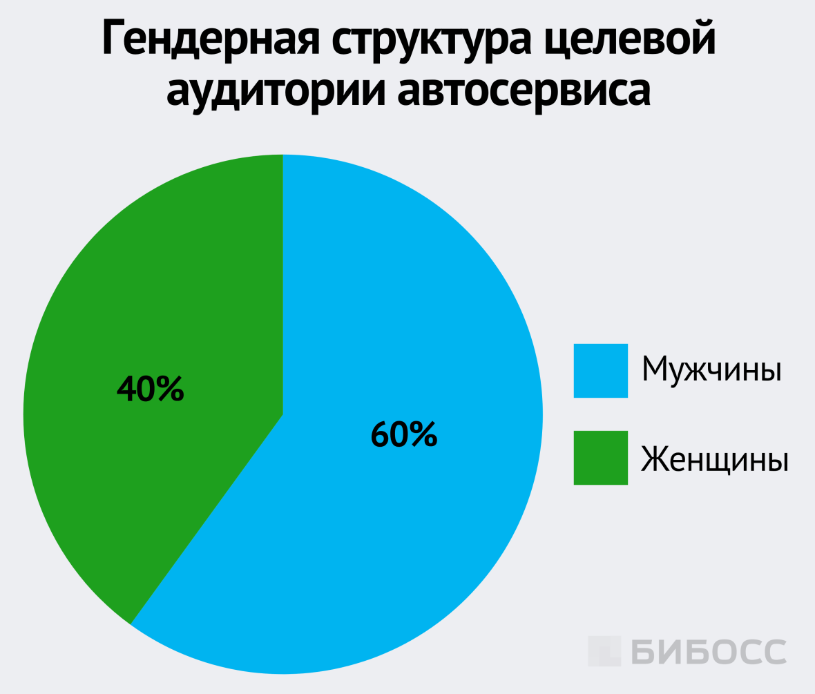 Гендерная структура целевой аудитории автосервиса