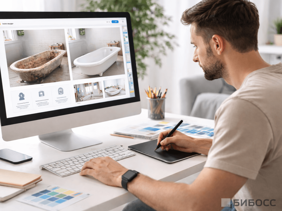 Дизайн проект сайта по реставрации старых чугунных и стальных ванн