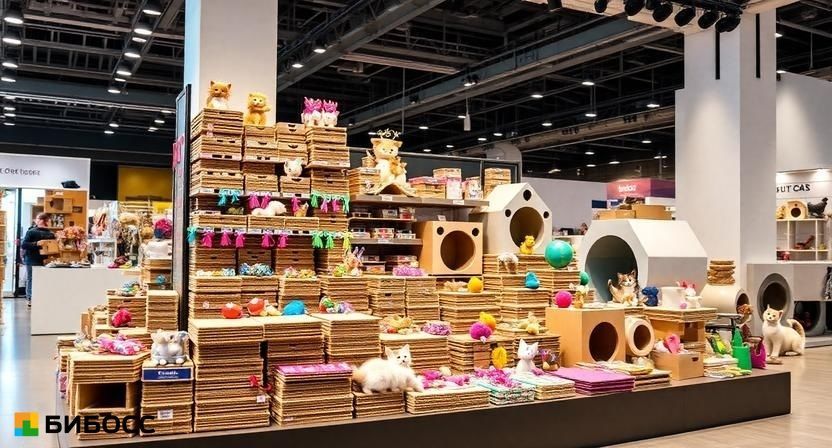 ассортимент зоотоваров из картона