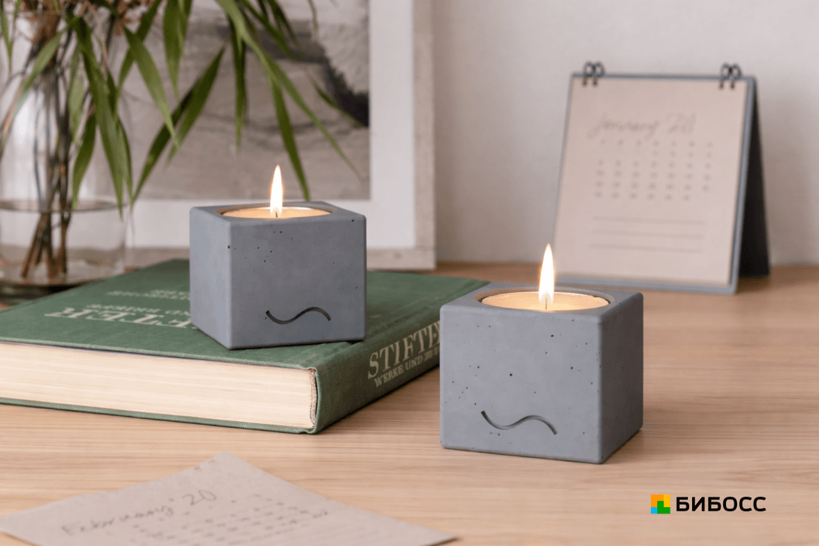 подсвечники в стиле лофт из бетона