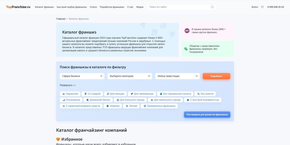 Каталог франшиз TopFranchise