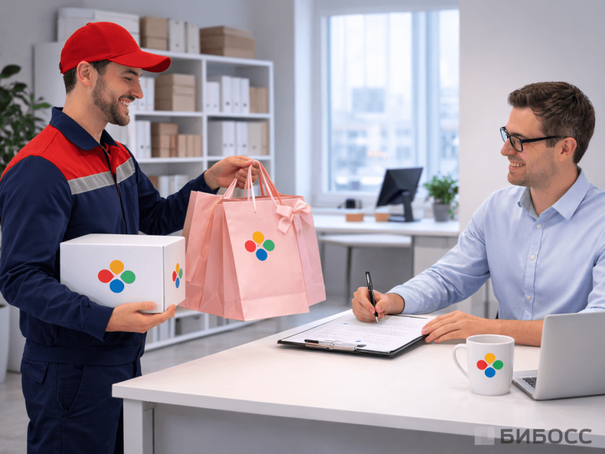 Доставка курьерской службой корпоративных подарков для коллег на праздники