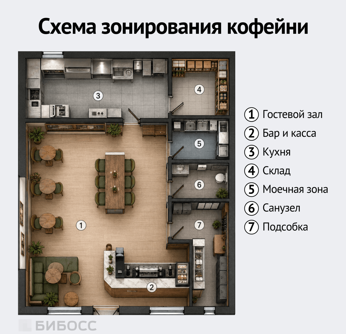 Схема зонирования кофейни