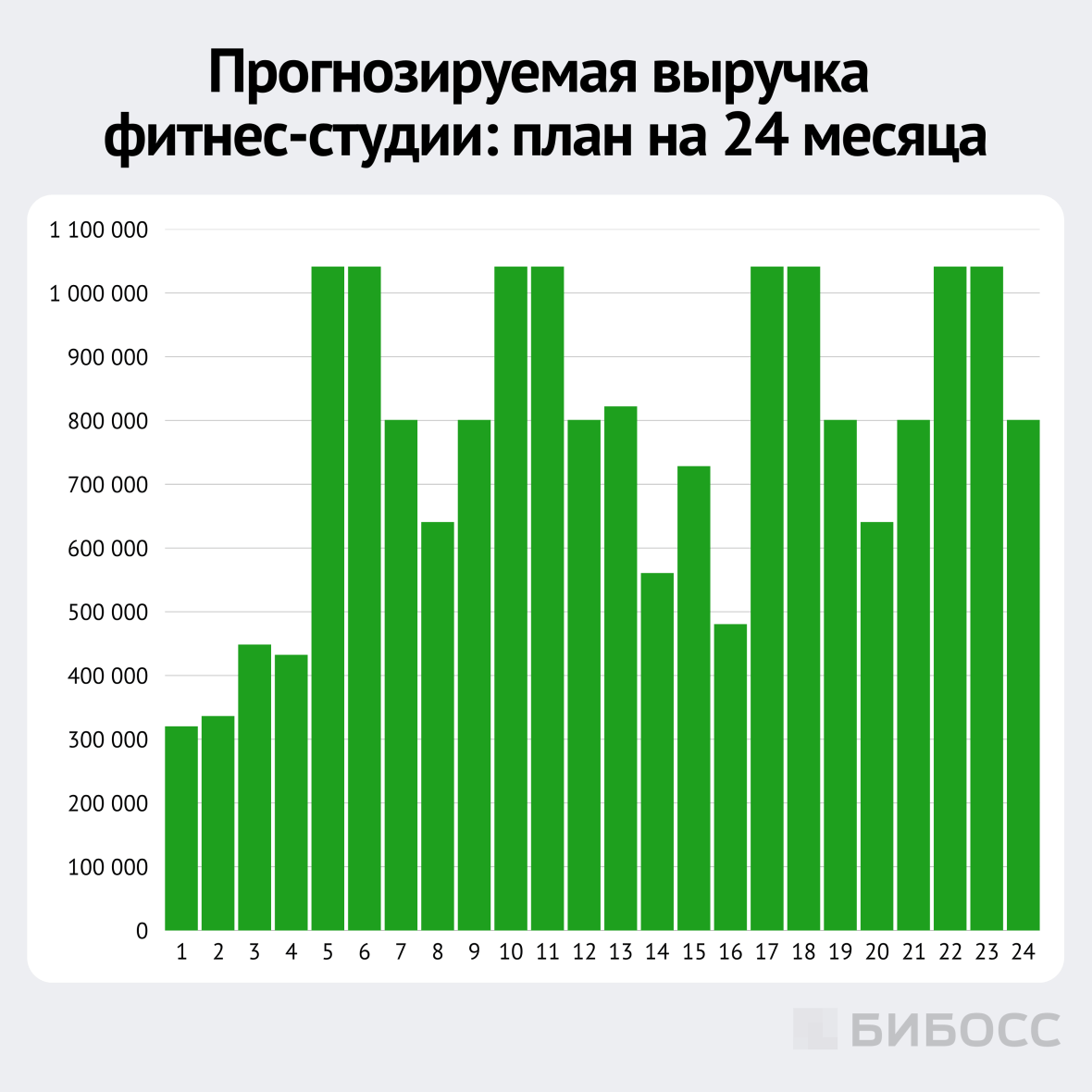 прогнозируемая выручка фитнес-студии план на 24 месяца