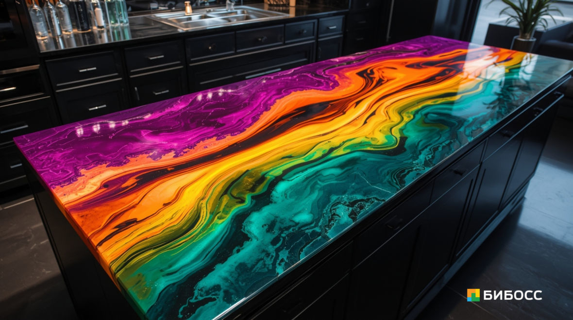 столешница из эпоксидной смолы яркая